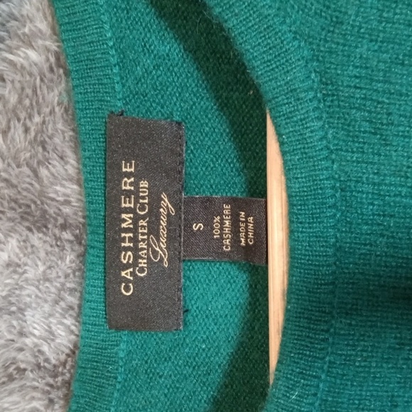 Charter Club Cashmere Kelly Green Long Sleeve Sweater Holiday Christmas Size S - Picture 3 of 9